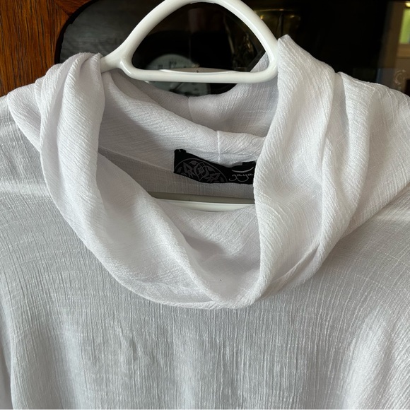 Gaya Women’s Silk and Cotton Blend White Cowl Neck Blouse - Picture 4 of 11